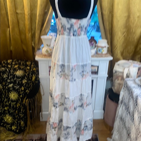 Vintage 90’s Floral White -crochet trim- cotton- Bohemian Maxi Dress - festival - Picture 10 of 15